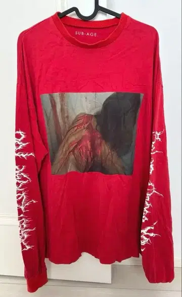 [ 17SS ] SUB-AGE. 사베이지 그래픽 롱 T 레드 F 사이즈