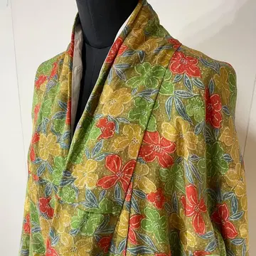 기모노 꽃무늬 컬러풀 이중 기모노 꾀꼬리색 그린 빨간색 옐로우 컬러