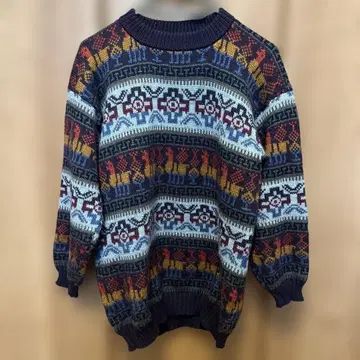 컬러풀 기하학 패턴 니트 스웨터 볼리비아