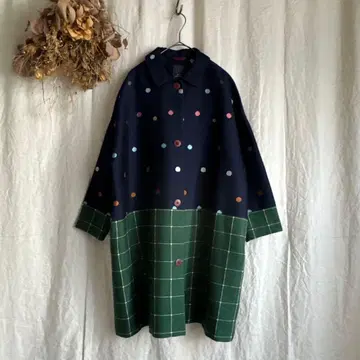 레어 mina perhonen 미나 페르호넨 도트 x 체크 코트