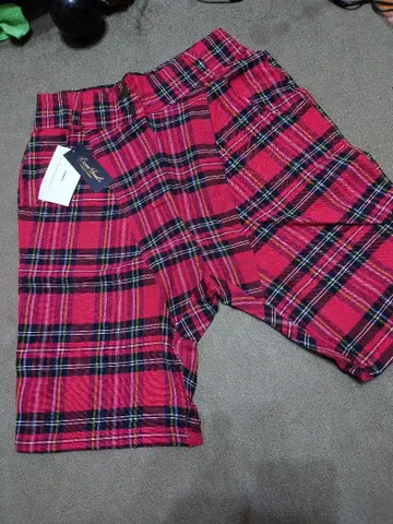 EVERSOUL 레드 체크 무늬 숏팬츠