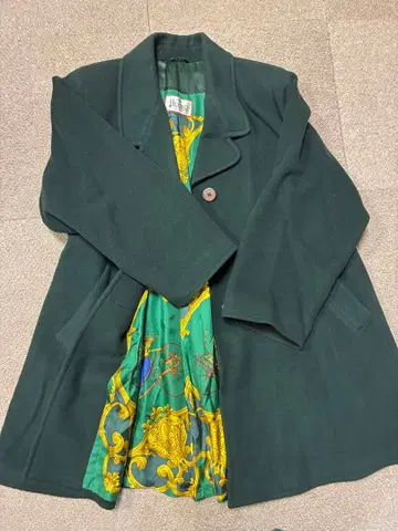 HERNO 헬노 코트 울 실크 그린 롱 새상품급 A라인