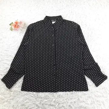 새상품급 에네스베 긴팔 블라우스 블랙 사각 패턴 M 사이즈