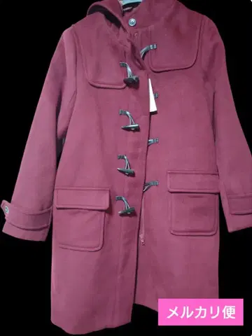 택 포함 새상품 롱 기장 더플 코트 여성용 M 사이즈 보르도 와인 레드