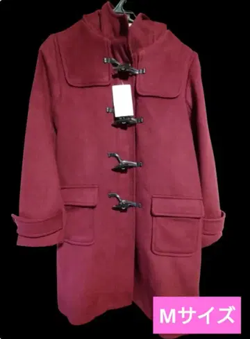 택 포함 새상품 롱 기장 더플 코트 여성용 M 사이즈 허니즈 와인 레드