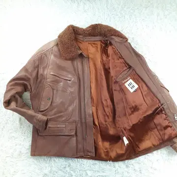 레어 메조포르테 가죽 자켓 브라운 양모 옷깃 보아