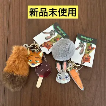 주토피아 닉 주디 페어 입체 참 키링 꼬리 시마무라