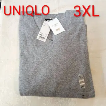미사용 [유니클로] 캐시미어 100% V넥 스웨터 3XL 택 포함 그레이