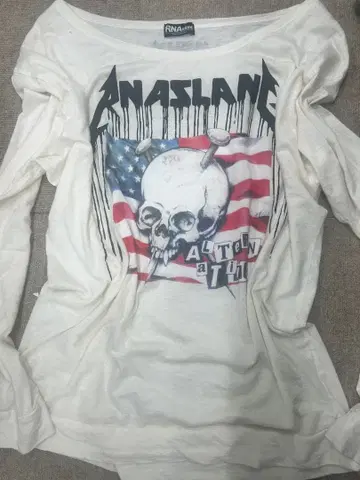 RNA slant 스컬 미국 국기 긴팔 T셔츠