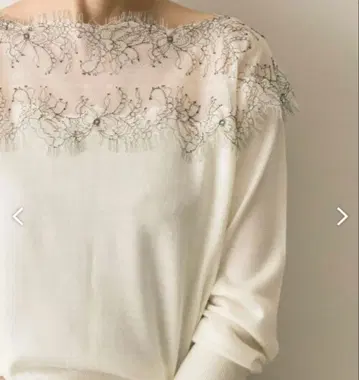 셀포드 레이스 장식 화이트 긴팔 니트 스웨터 38