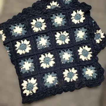 핸드메이드 스퀘어 모티브 크로셰 뜨개질 스톨 무릎담요