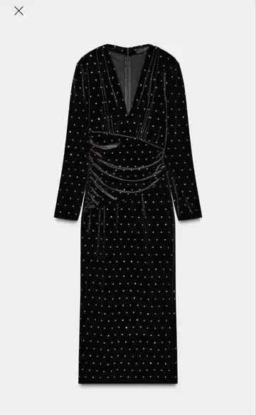 ZARA 샤이니 벨벳 미디 기장 원피스 S