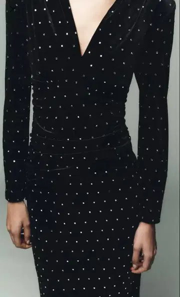 ZARA 샤이니 벨벳 미디 기장 원피스 S