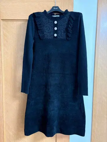 르네 벨벳 x 니트 원피스 34 블랙