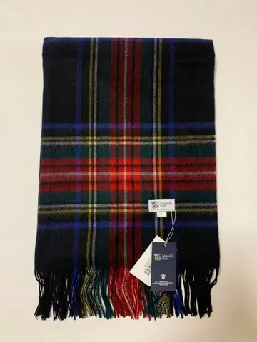 남녀 공용 존스턴즈 대형 스톨 머플러 캐시미어 블랙 스튜어트