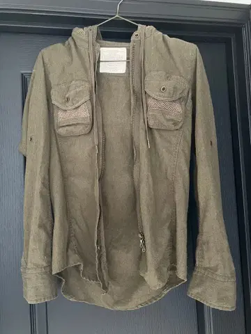 goa 고아 카키 밀리터리 카고 후드 부착 셔츠