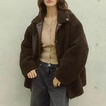 [ alexiastam ] 2025AW 리버서블 보아 자켓 브라운