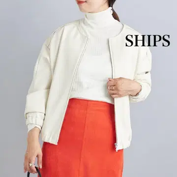 쉽스 인조 가죽 지퍼 블루종