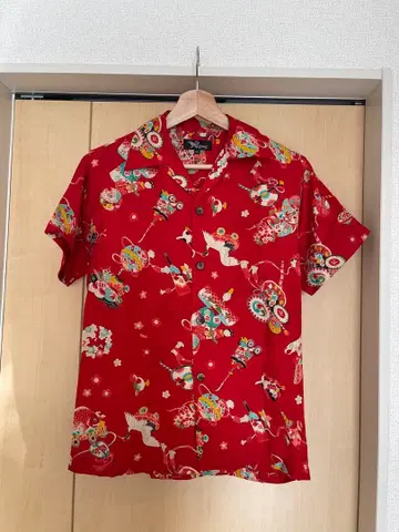 Pagong 실크 알로하 셔츠 빨간색 사이즈 SS