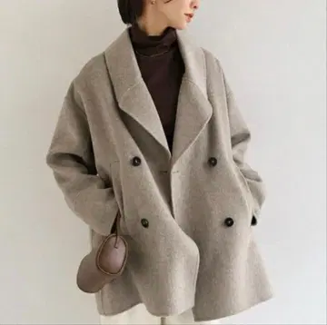 새상품급 evernavy 리버 피코트 M 더블 브레스트 네이비