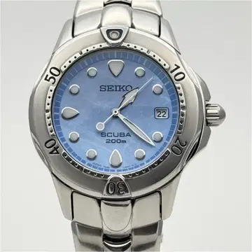 세이코 작동 스쿠버 200 데이트 7N35-6A80 손목시계 스카이블루