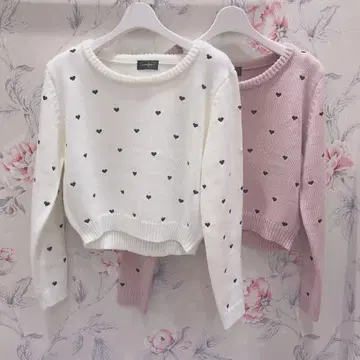 evelyn 하트 무늬 긴팔 니트 핑크