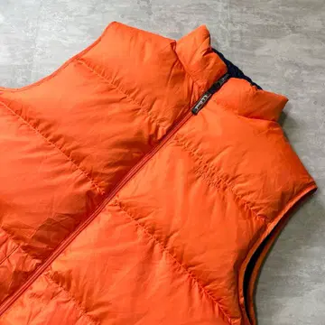 배색이 뛰어난 00s LLBean 리버서블 다운 베스트 오렌지 네이비