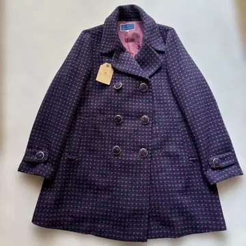 THE EMPORIUM 더블 브레스트 피 코트 M 네이비 핑크 레트로