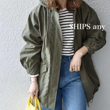 SHIPS any 후드 부착 코트 블루종