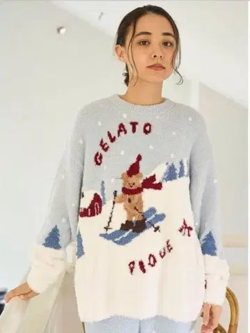 젤라또피케 [ HOLIDAY ] 스키 베어 자카드 풀오버 택 포함 새상품
