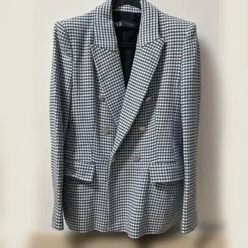 ZARA 라이트 블루 체크 자켓