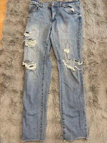 스키니 데님 W29 라이트 블루 리페어 가공