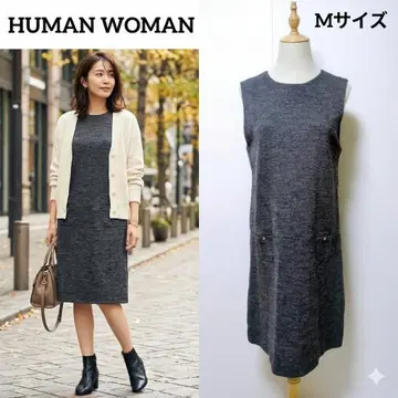 [일본제] 휴먼 우먼 울 100% 슬리브리스 원피스 그레이