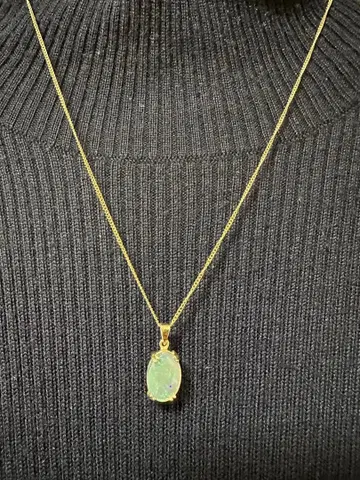 K14 골드 오팔 오벌 펜던트 목걸이 585 각인 있음