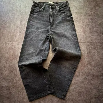 고품질 야누크 보이즈 스트레이트 블랙 데님 하이웨스트 스트레치 M