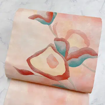 나고야 오비 순수 실크 은사 추상 무늬 꽃 무늬 흐림 기모노 053t