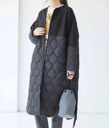 IEDIT 울 혼방 액티브 퀼팅 코트 블랙 M 완판템