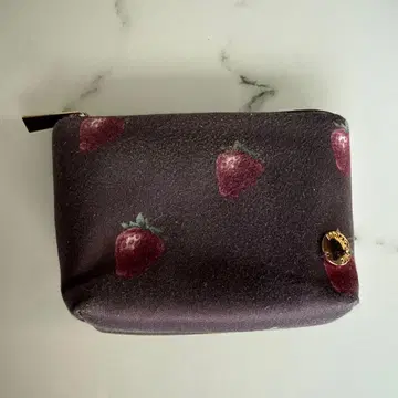 젤라또피케 티슈 케이스 포함 파우치 브라운 딸기 지퍼