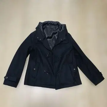 블랙 더플 코트 울 혼방