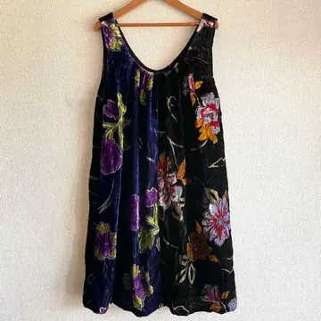 새상품 Desigual 슬리브리스 꽃무늬 튜닉 원피스 LL 컬러풀