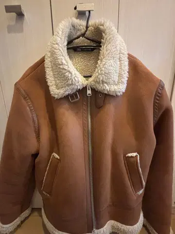 ZARA 보아 카라 부착 브라운 자켓 XL