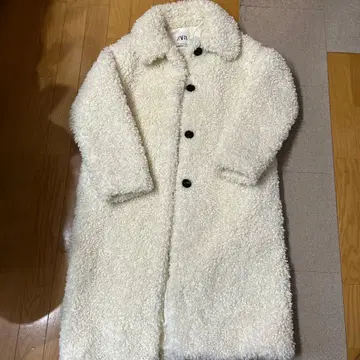 ZARA 아이보리 보아 코트 롱 코트