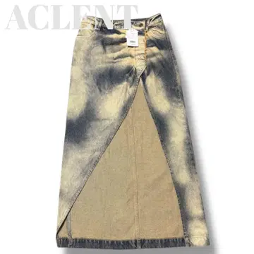 택 포함 새상품 ACLENT 데님 스커트 빈티지 턱 데님 스커트 M