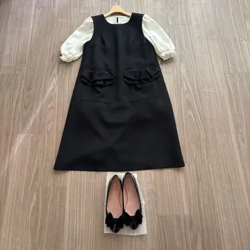 블랙 슬리브리스 원피스