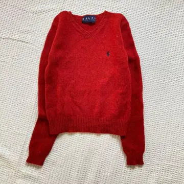 랄프 로렌 니트 스웨터 빨간색 로고 자수 타이트 니트 레드 M