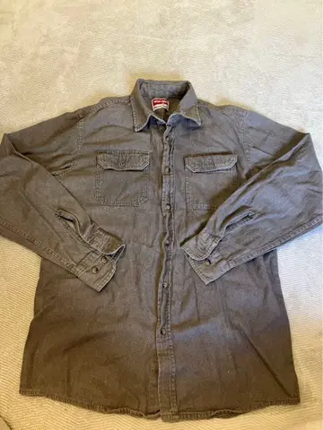 Wrangler 그레이 데님 긴팔 셔츠