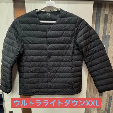유니클로 울트라 라이트 다운 노카라 블랙 다운 자켓 XXL