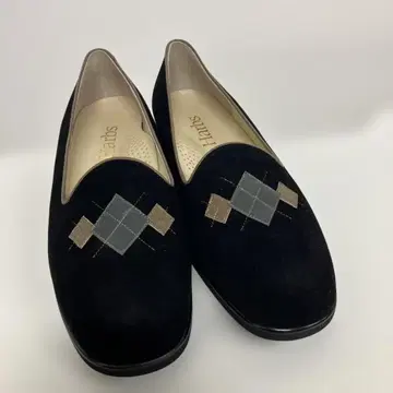 블랙 스웨이드 로퍼 낮은 힐