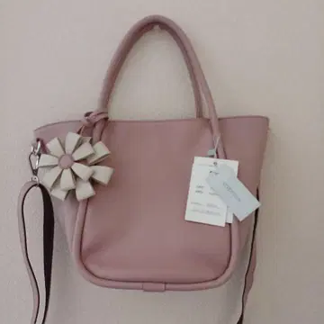 핑크 베이지 꽃 숄더백