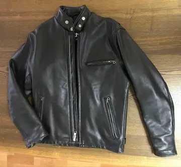 Schott 블랙 가죽 싱글 라이더 자켓 36